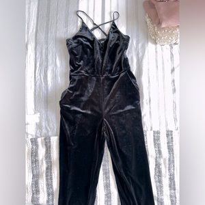 Black velvet jumpsuit